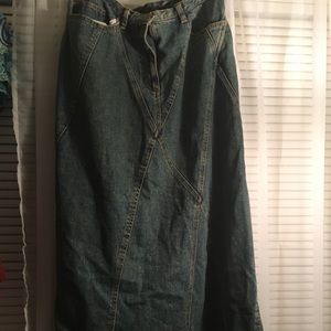 Vintage blue jean worn look skirt